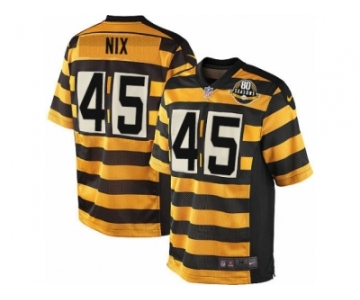 Men's Nike Pittsburgh Steelers #45 Roosevelt Nix Elite Yellow Black Alternate 80TH Anniversary Throwback NFL Jersey