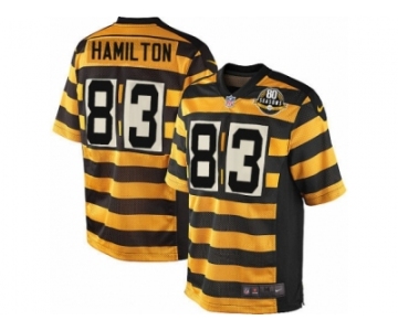 Men's Nike Pittsburgh Steelers #83 Cobi Hamilton Elite Yellow Black Alternate 80TH Anniversary Throwback NFL Jersey