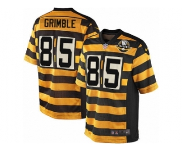 Men's Nike Pittsburgh Steelers #85 Xavier Grimble Elite Yellow Black Alternate 80TH Anniversary Throwback NFL Jersey