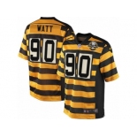 Men's Nike Pittsburgh Steelers #90 T. J. Watt Elite Yellow Black Alternate 80TH Anniversary Throwback NFL Jersey