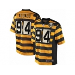 Men's Nike Pittsburgh Steelers #94 Tyson Alualu Elite Yellow Black Alternate 80TH Anniversary Throwback NFL Jersey