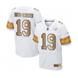 Men's Pittsburgh Steelers #19 JuJu Smith-Schuster Elite White Gold Football Jersey