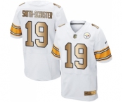 Men's Pittsburgh Steelers #19 JuJu Smith-Schuster Elite White Gold Football Jersey