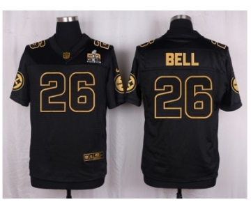 Nike Pittsburgh Steelers #26 Le'Veon Bell Black Pro Line Gold Collection Jersey[Elite]