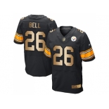 Nike Pittsburgh Steelers #26 Le'Veon Bell Black Team Color Men's Stitched NFL Elite Gold Jersey