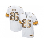 Nike Pittsburgh Steelers #26 Le'Veon Bell White Men's Stitched NFL Elite Gold Jersey