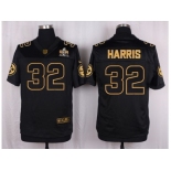 Nike Pittsburgh Steelers #32 Franco Harris Black Pro Line Gold Collection Jersey[Elite]