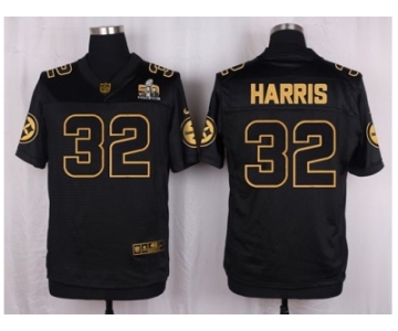 Nike Pittsburgh Steelers #32 Franco Harris Black Pro Line Gold Collection Jersey[Elite]