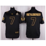 Nike Pittsburgh Steelers #7 Ben Roethlisberger Black Pro Line Gold Collection Jersey[Elite]