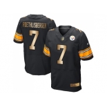 Nike Pittsburgh Steelers #7 Ben Roethlisberger Black Team Color Men's Stitched NFL Elite Gold Jersey