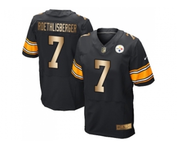 Nike Pittsburgh Steelers #7 Ben Roethlisberger Black Team Color Men's Stitched NFL Elite Gold Jersey