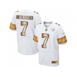 Nike Pittsburgh Steelers #7 Ben Roethlisberger White Men's Stitched NFL Elite Gold Jersey