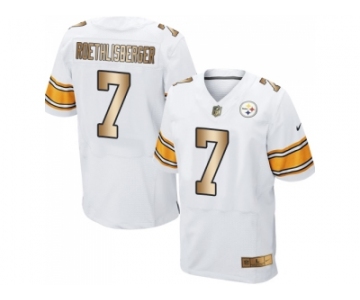 Nike Pittsburgh Steelers #7 Ben Roethlisberger White Men's Stitched NFL Elite Gold Jersey