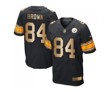 Nike Pittsburgh Steelers #84 Antonio Brown Black Team Color Men's Stitched NFL Elite Gold Jersey