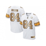 Nike Pittsburgh Steelers #84 Antonio Brown White Men's Stitched NFL Elite Gold Jersey