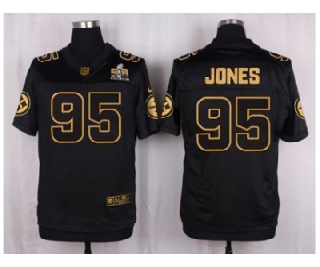 Nike Pittsburgh Steelers #95 Jarvis Jones Black Pro Line Gold Collection Jersey[Elite]