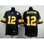 nike nfl jerseys pittsburgh steelers #12 bradshaw black[Elite][number golden]