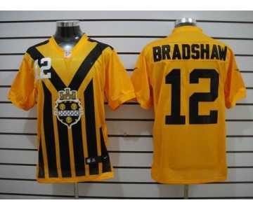 nike nfl jerseys pittsburgh steelers #12 bradshaw throwback yellow-black 1933