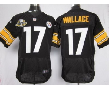 nike nfl jerseys pittsburgh steelers #17 wallace black(Elite 80 anniversary patch)