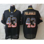 nike nfl jerseys pittsburgh steelers #43 polamalu black[Elite USA flag fashion]