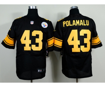 nike nfl jerseys pittsburgh steelers #43 polamalu black[Elite yellow number]