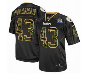 nike nfl jerseys pittsburgh steelers #43 polamalu black[camo fashion Elite 50th Patch]