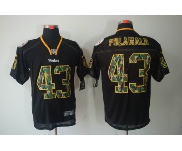 nike nfl jerseys pittsburgh steelers #43 polamalu black[camo fashion Elite]