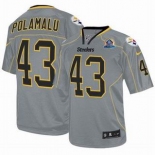 nike nfl jerseys pittsburgh steelers #43 polamalu grey[Elite lights out 50th Patch]