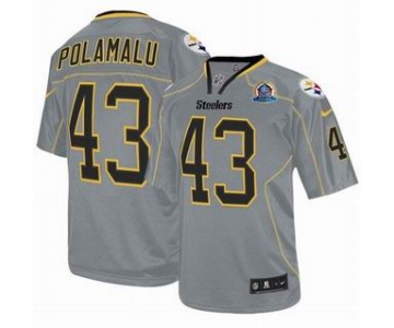 nike nfl jerseys pittsburgh steelers #43 polamalu grey[Elite lights out 50th Patch]