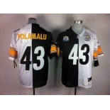 nike nfl jerseys pittsburgh steelers #43 polamalu white-black[Elite split 50th Patch]