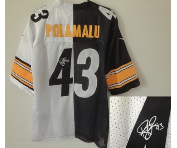 nike nfl jerseys pittsburgh steelers #43 polamalu white-black[Elite split signature]