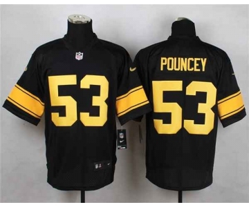 nike nfl jerseys pittsburgh steelers #53 pouncey black[Elite][number golden]