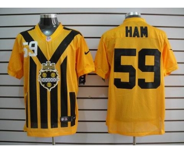 nike nfl jerseys pittsburgh steelers #59 ham throwback yellow-black 1933