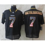 nike nfl jerseys pittsburgh steelers #7 roethlisberger black[Elite USA flag fashion]