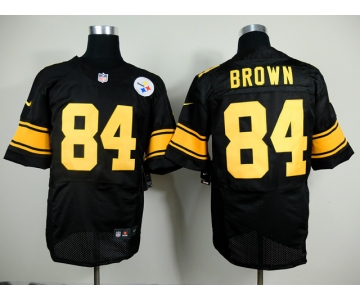 nike nfl jerseys pittsburgh steelers #84 brown black[Elite yellow number]