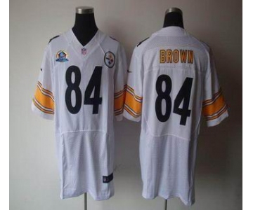 nike nfl jerseys pittsburgh steelers #84 brown white[Elite 50th Patch]