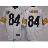 nike nfl jerseys pittsburgh steelers #84 brown white(Elite 80 anniversary patch)