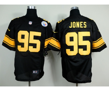 nike nfl jerseys pittsburgh steelers #95 jones black[Elite yellow number]