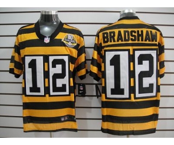 nike pittsburgh steelers #12 bradshaw throwback yellow black(team 80 anniversary)