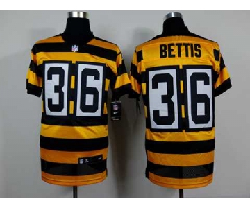 nike pittsburgh steelers #36 bettis throwback yellow-black[Elite]