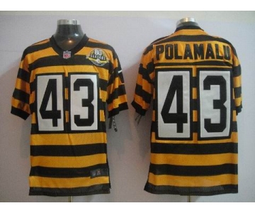 nike pittsburgh steelers #43 polamalu throwback yellow/black(team 80 anniversary)