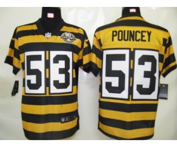 nike pittsburgh steelers #53 pouncey throwback yellow black(team 80 anniversary)