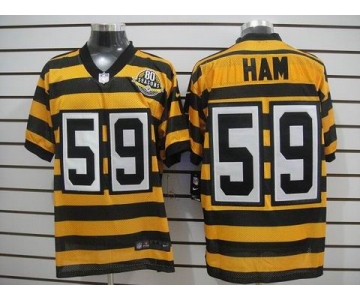 nike pittsburgh steelers #59 ham throwback yellow black(team 80 anniversary)