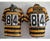 nike pittsburgh steelers #84 brown throwback yellow black(team 80 anniversary)