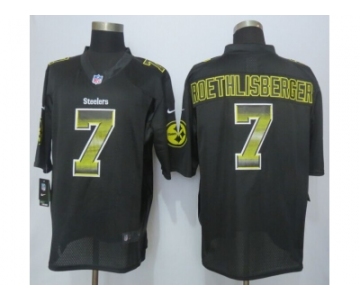 2015 new nike pittsburgh steelers #7 roethlisberger black strobe jerseys[limited]