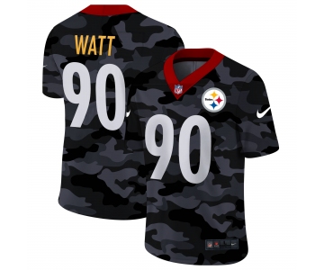 Men New Nike Pittsburgh Steelers #90 Watt 2020 Nike Camo Salute to Service Limited Jersey