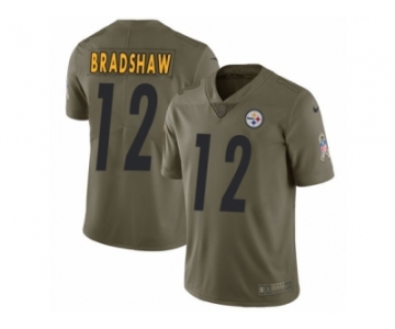 Men Nike Pittsburgh Steelers #12 Terry Bradshaw Limited Olive 2017 Salute to Service NFL Jersey