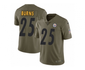 Men Nike Pittsburgh Steelers #25 Artie Burns Limited Olive 2017 Salute to Service NFL Jersey