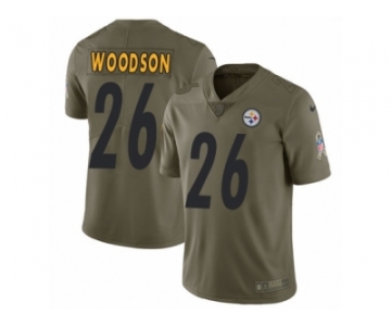 Men Nike Pittsburgh Steelers #26 Rod Woodson Limited Olive 2017 Salute to Service NFL Jersey