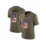 Men Nike Pittsburgh Steelers #3 Landry Jones Limited Olive USA Flag 2017 Salute to Service NFL Jersey